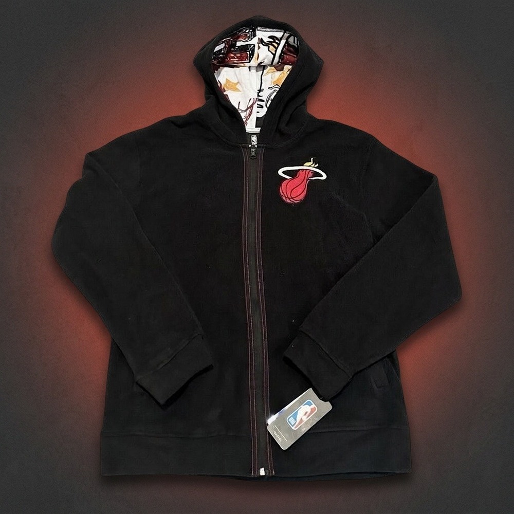 NWT Miami Heat Hoodie Youth XL 18/20 Black Fleece Full Zip NBA Basketball Jacket